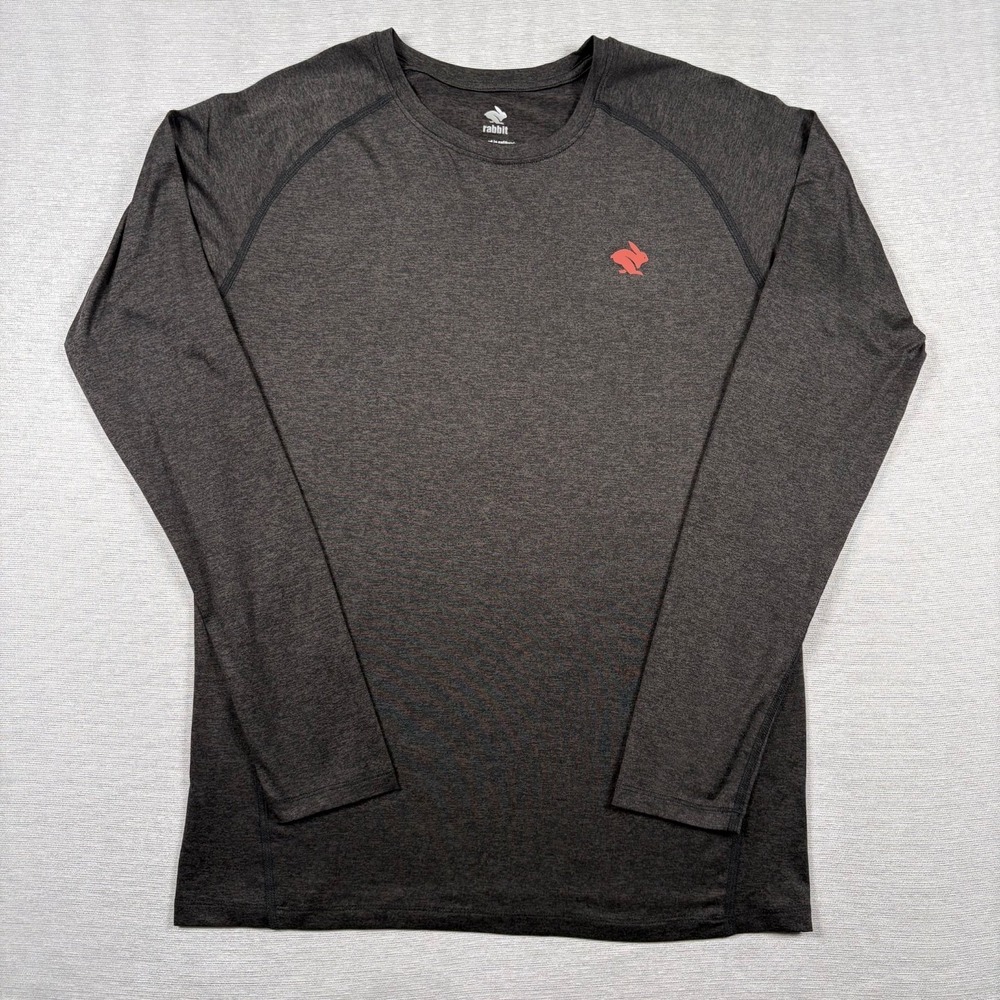 Rabbit Running Long Sleeve EZ Tee Shirt Mens Size M Black Performance